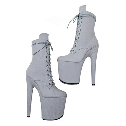 20CM/8inches denim Upper Pole dancing shoes High Heel platform Pole Dance boot