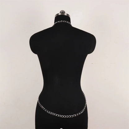 Gothic Body Harness Chain Men Fashion Metal Punk Leather Tops Chest Jewellery Accessories  Fashion Party Nightclub Straps