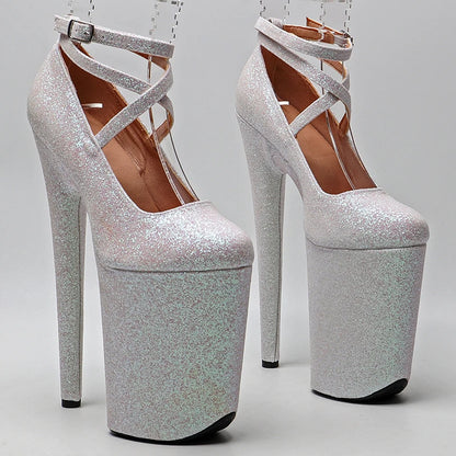 23CM/9inches Glitter  PU upper fashion trend exotic y romantic Platform y  High Heels Pole Dance shoes