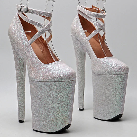 23CM/9inches Glitter  PU upper fashion trend exotic y romantic Platform y  High Heels Pole Dance shoes
