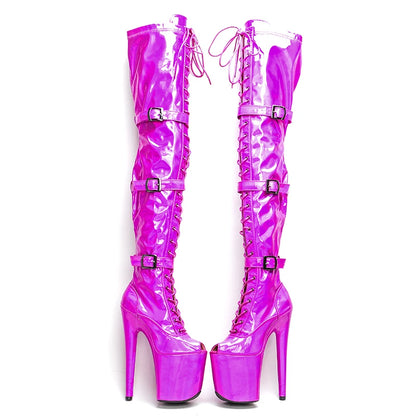 20CM/8inch  PU upper samll open toe  High Heel platform Boots  heels Pole Dancing boot 5B
