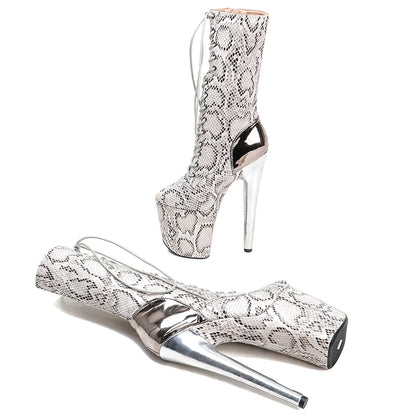 20CM/8Inch Snake  upper  lady fashion  boots   for  party  Platform  High Heels Pole Dance boot