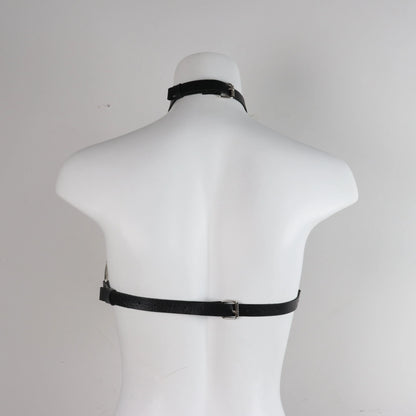PU Leather Harness Lingerie Chest Harness Woman Black  Cage Bra Punk  Harajuku Festival Accessories Rave Outfit