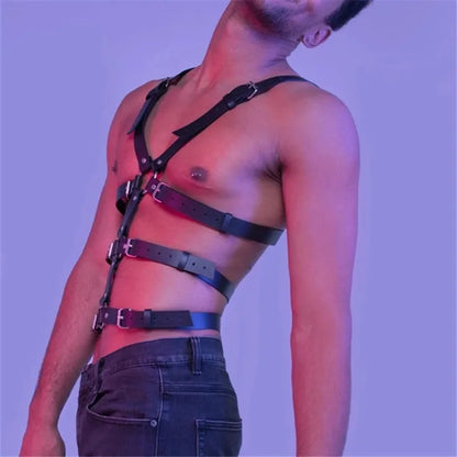 Lingerie Harness Fashion Men Gentleman Adjustable Pu Leather Body Belt Punk Fancy Costume   Accessories