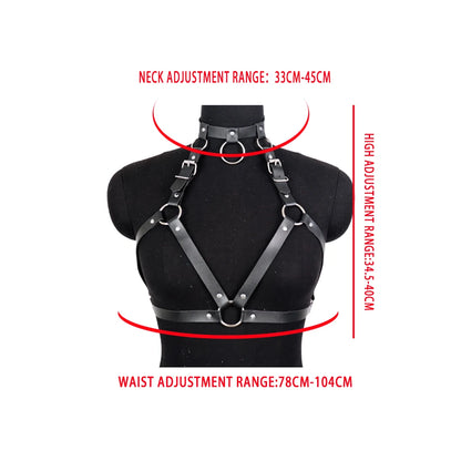 Sexy Lingerie Women Punk PU Leather Harness Bra Garter Fashion Body  Cage Top Suspenders Harajuku Straps Sword Belt