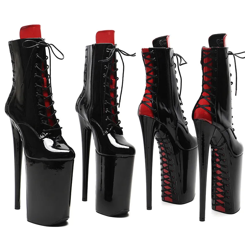 26CM/10inches Patent Upper Black with Red   y exotic High Heel platform party shoes Pole Dance boot