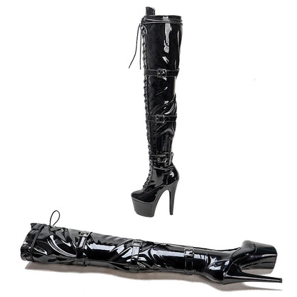 17CM/7inches glitter PU Pole dancing shoes High Heel platform Pole Dance boot