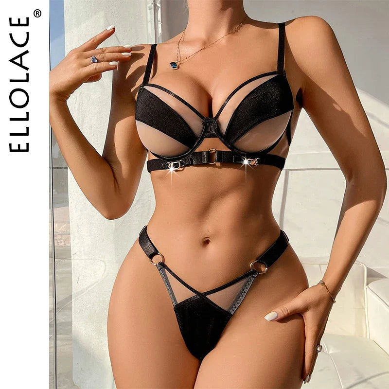 Ellolace Sexy Lingerie Onlyfans Kit Tulle Underwear Push Up Bra See Through Fantasy Exotic Sets Seamless Sexy Outfits