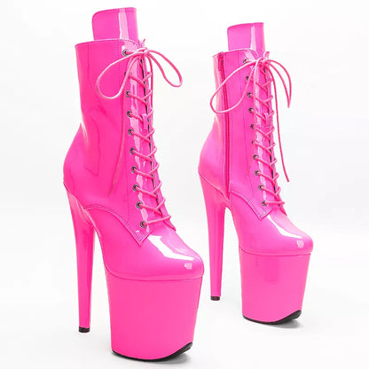 20CM/8inch Pink Patent  PU upper Exotic fashion trends high heel platform Pole Dance boot