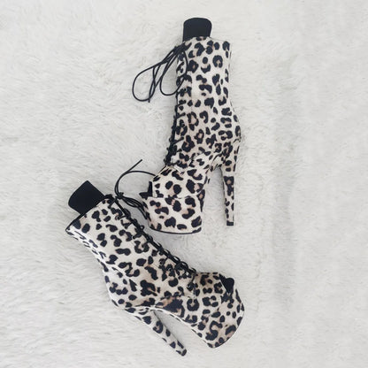 17CM/7Inches Leopardupper High Heel platform Boots Open toe  Pole Dance boot