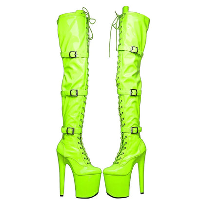 Patent  Upper 20CM/8inches Pole dancing shoes High Heel platform Boots closed toe Pole Dance booties