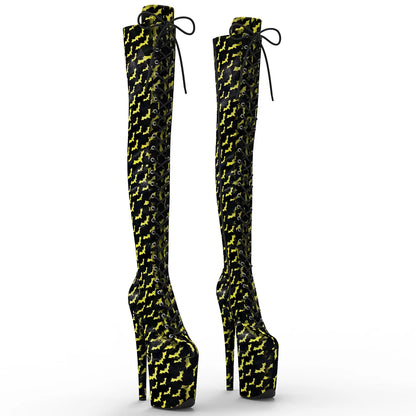 20cm/8inches Bat pattern Women y High Heel Platform Thigh High Boots Pole Dancing Boots
