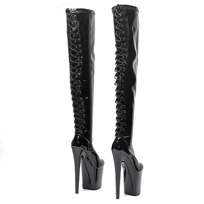 20cm/8inches Patent  upper   High Heel platform   Pole Dancing boots