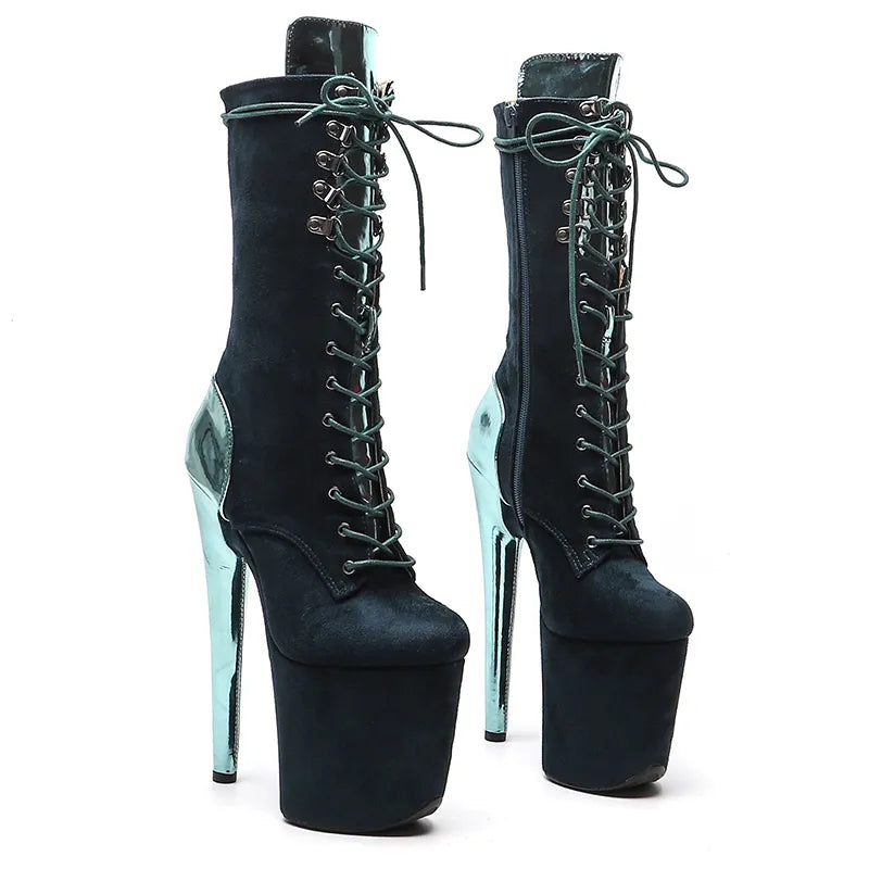 20CM/8inches  Suede  Upper two color mix color   Pole dancing shoes High Heel platform Pole Dance boot