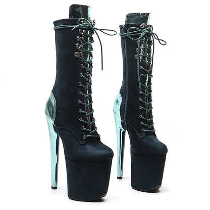 20CM/8inches  Suede  Upper two color mix color   Pole dancing shoes High Heel platform Pole Dance boot