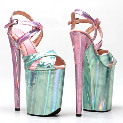 23CM/9inches PU upper Two color Mix Platform y  High Heels Sandals Pole Dance shoes