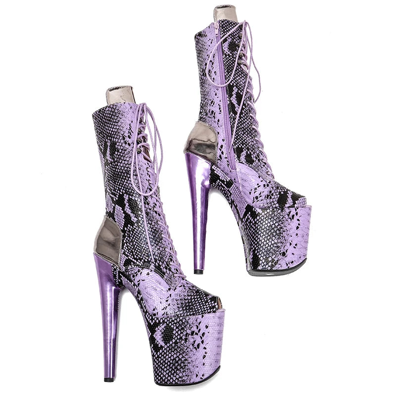 20CM/8Inch Snake  upper  lady fashion  boots   for  party  Platform  High Heels Pole Dance boot
