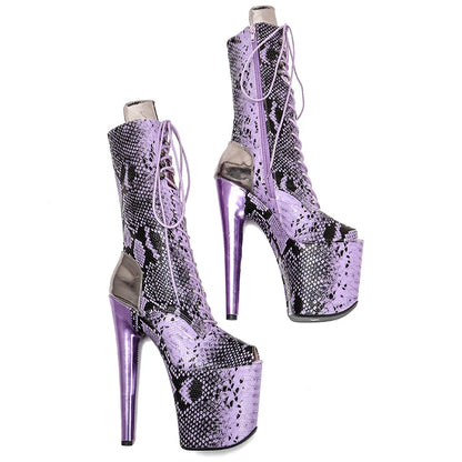20CM/8Inch Snake  upper  lady fashion  boots   for  party  Platform  High Heels Pole Dance boot