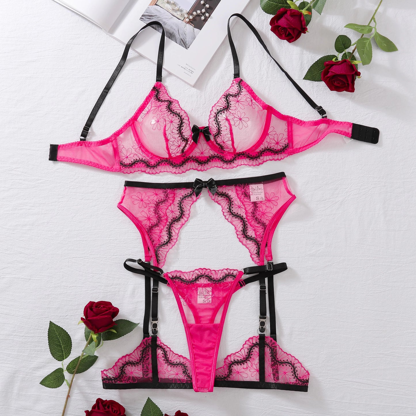Ellolace Sexy Lingerie Lace Fantasy Clothing Onlyfans Kit g-String Ethical Underwear Uncensored Ensemble 5-Piece Femmes