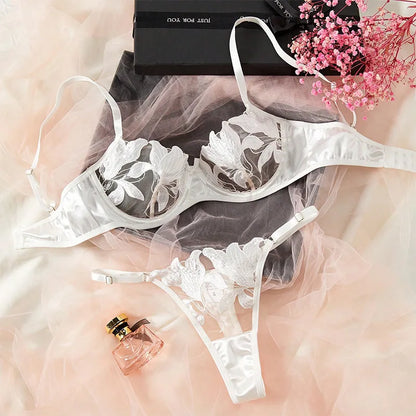 Ellolace Lingeries Sets Sexy Embroidery Lace Bra Erotic Outfit See Through Romantic Only Fans Lingeries Sissy Bilizna Couple Kit