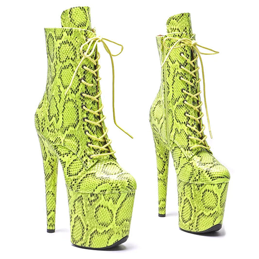 20CM/8inch Snake PU upper Exotic fashion trends high heel platform Pole Dance boot
