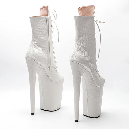 White color Snake PU 23CM/9inches open toe  Pole dancing platform Pole Dance boots