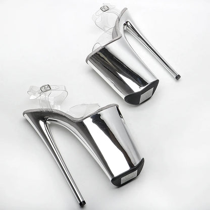 26CM/10inche    PVC  upper Open Toe   electroplate High Heel platform y exotic  party sandals   Pole Dance shoes