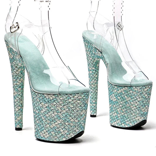 20cm/ 8inches PVC  upper  Material cover  platform  high heel sandals  pole dance shoes
