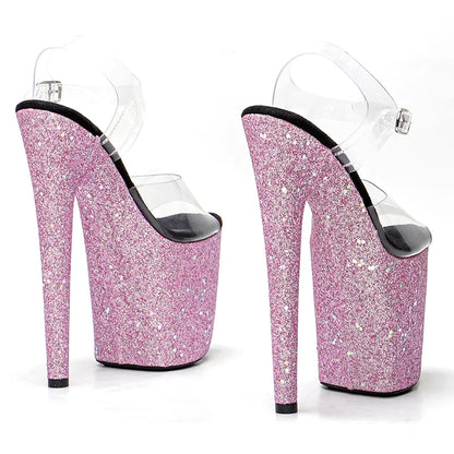 20cm/8Inch   Pink Glitter heels  Pole Dancing Shoes High Heels Shoes New Club Party Women Shoes y Heels Sandals 1B