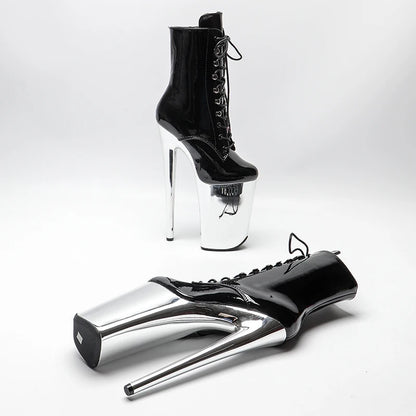 23CM/9inches Patent Upper Pole Dance Shoes High Heels Platform Ankle Boot Pole Dance Boot