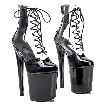 20CM/8inches traansparent upper Fashion Club Stage Performance High Heel  Ankle Boots  Women Models Catwalk Show  2B