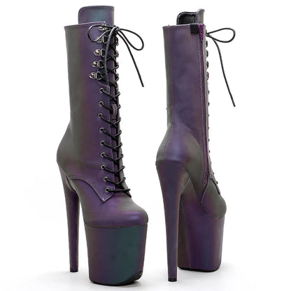 20CM/8Inch Holographic PU UPPER  Fashion trendy style  Platform disco party High Heels Shoes Pole Dance boot
