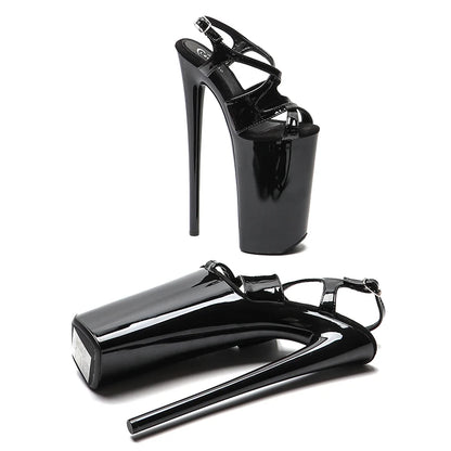 26CM/10inches Shiny Patent  PU upper Open Toe   High Heel platform y exotic  party sandals   Pole Dance shoes