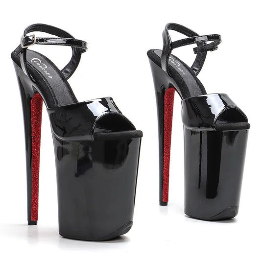 23CM/9inches patent pu upper fish mouth   Party  High Heels Sandals Pole Dance shoes