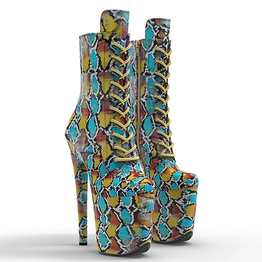 20CM/8inches Snake Upper  Pole dancing shoes High Heel platform Boots closed toe Pole Dancing boot