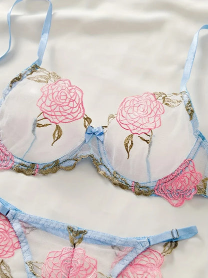 Ellolace Erotic Lingerie For Full Floral Transparent Lace Push Up Matching Sets Sensual Pure Desire Seductive Underwear