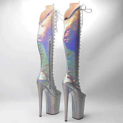 23CM/9inches Shiny Snake PU  open toe  fashion  lady  High Heel platform  Pole Dance boots