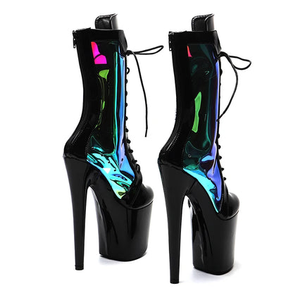 20CM/8Inch Patent with TPU  Platform disco party High Heels Shoes Pole Dance boot