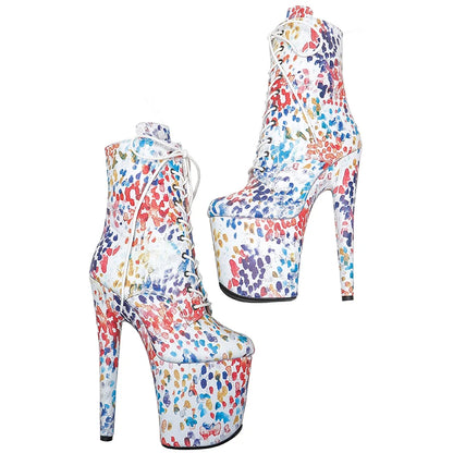 20CM/8Inch Genuine Leather Women's Platform disco party High Heels  Pole Dance boot