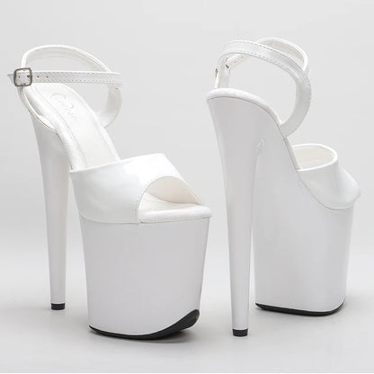 20cm/8inch Shinny White style high heel sandals  y model shoes pole dance shoes