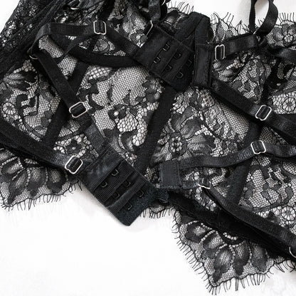 Sexy Lingerie Outfit Fancy Lace Underwear Erotiic Bras And Panties Transparent Attractive Bilizna Set   Suit