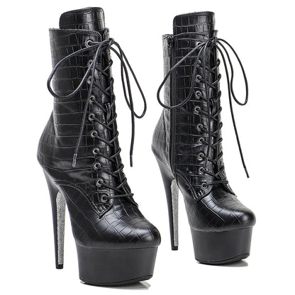 15CM/6Inches Snake upper High Heel platform Boots Closed toe  Pole Dance boot