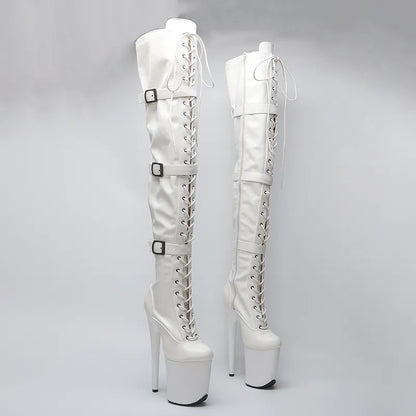 20CM/8Inch matte Upper Women New Design  Extreme High Heel   Lap Dancing Stripper Shoes  thigh high boots 5K