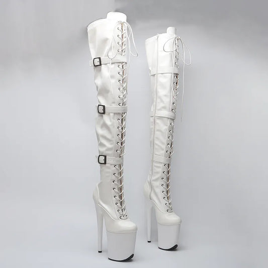 20CM/8Inch matte Upper Women New Design  Extreme High Heel   Lap Dancing Stripper Shoes  thigh high boots 5K