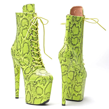 20CM/8inch Snake PU upper Exotic fashion trends high heel platform Pole Dance boot