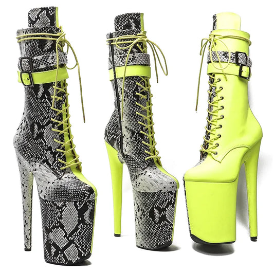 23CM/9inches color matching  Extreme High Heels Platform Boots Lace Up y Pole Dancing Ankle Boots women boot 4BY