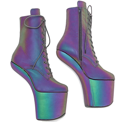 PU upper Reflective material Heelles Style y Exotic Pole Dance Stripper young trend fashion color matching shoes