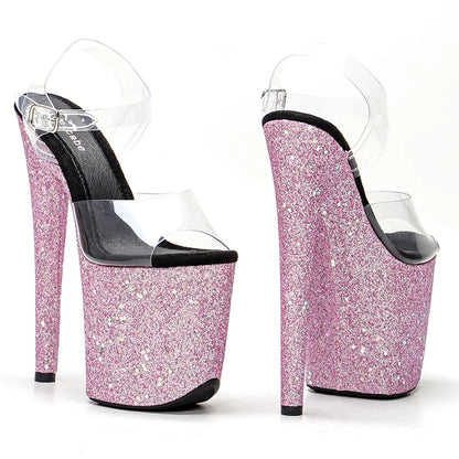20cm/8Inch   Pink Glitter heels  Pole Dancing Shoes High Heels Shoes party pole dance shoe