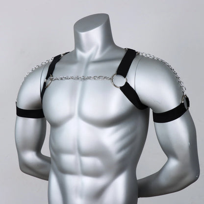 Male Chain Harness Adult Chest  Chain Black Elastic  Lingerie Belt ual Clothing  Clubwear Cosplay  Toy