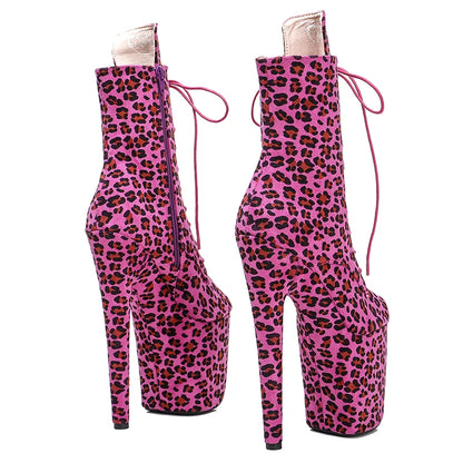 20CM/8inches Leopard upper Pole dancing shoes High Heel platform  Pole Dance boots